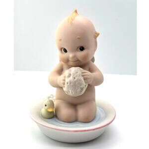 Adorable Vintage 1991 Enesco, Rose O'Neill Porcelain Kewpie Doll, Bath Time